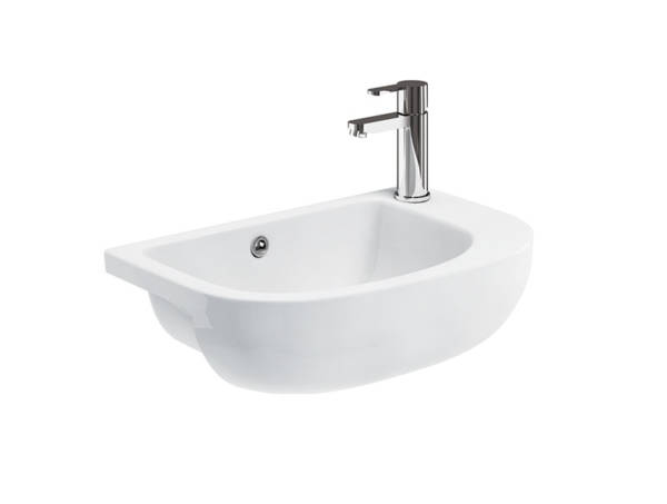 Britton Compact Semi-recessed Basin 600mm - 1 Tap Hole