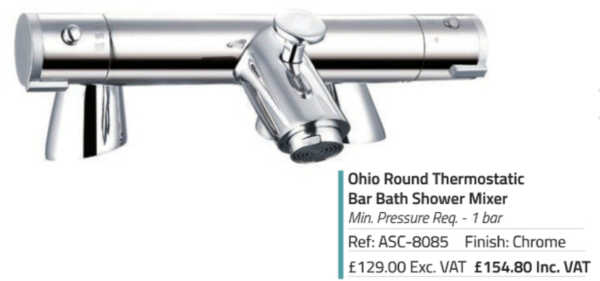 Ohio Round Thermostatic Bar - Bath Shower Mixer