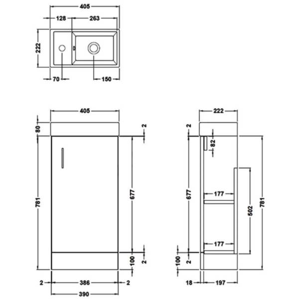 Essential Alaska 400mm White Cloakroom Floor Standing Unit And Basin - Image 2