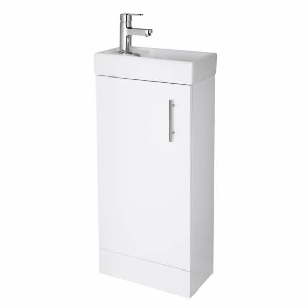Essential Alaska 400mm White Cloakroom Floor Standing Unit And Basin