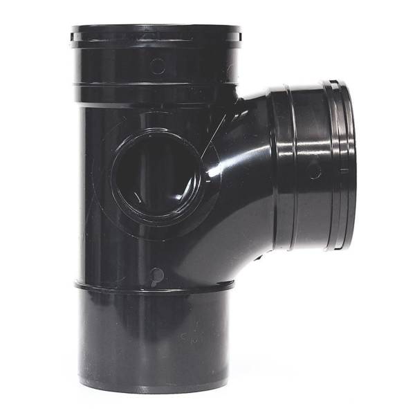 Black 110mm Solvent 92.5 Branch Double Socket 110mm Solvent