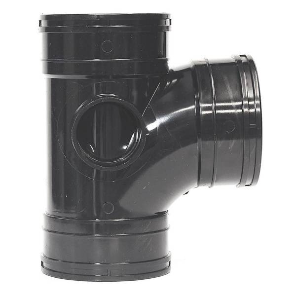 Black 110mm Solvent 92.5 Branch Triple Socket 110mm Solvent