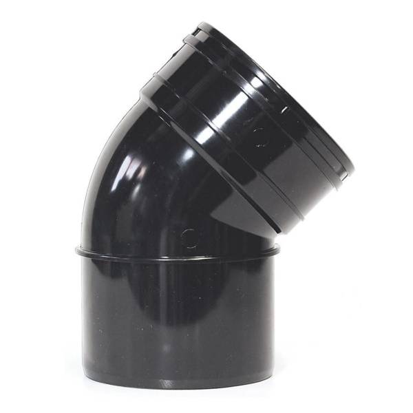 Black 110mm Solvent 45 Single Socket Bend 110mm Solvent