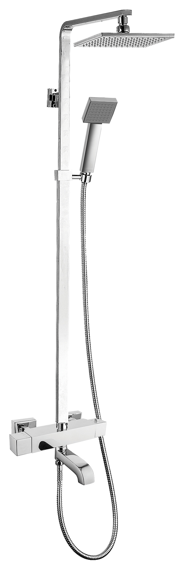 Nevada-Square-Thermostatic-Shower-Valve-with-Riser-Rail-&-Spout