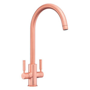 Rangemaster Intense Twin Lever Brushed Copper Kitchen Mixer Tap