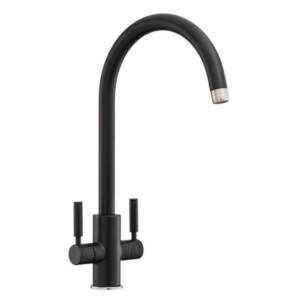 Rangemaster Intense Twin Lever Matt Black Kitchen Mixer Tap