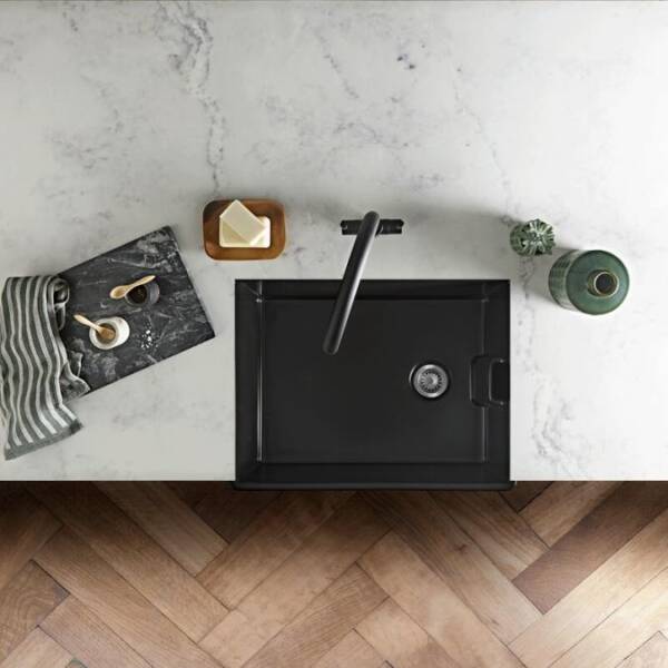 Rangemaster Grange Fire Clay Ceramic Sink Black - Image 4