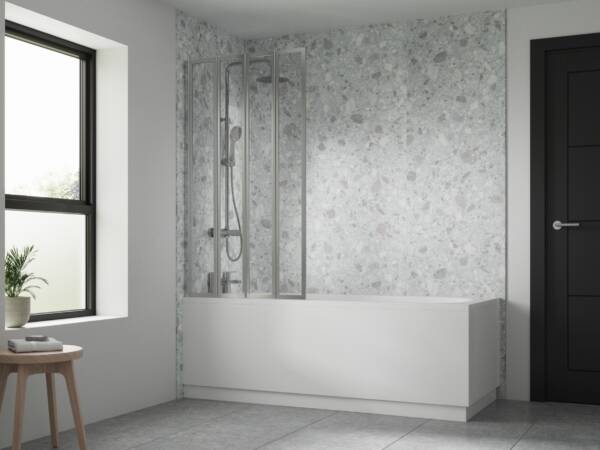 Artesan Hapi6 4 Fold Bath Screen Polished Silver