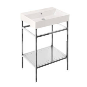Britton Shoreditch Frame 600mm Furniture Stand and Basin - Polished Stainless Steel