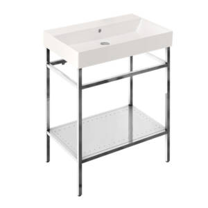 Britton Shoreditch Frame 700mm Furniture Stand and Basin - Polished Stainless Steel