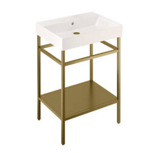 Shoreditch Frame 600mm Furniture Stand and Basin - Brushed Brass