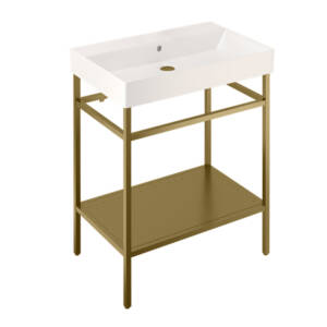 Britton Shoreditch Frame 700mm Furniture Stand and Basin Brushed Brass